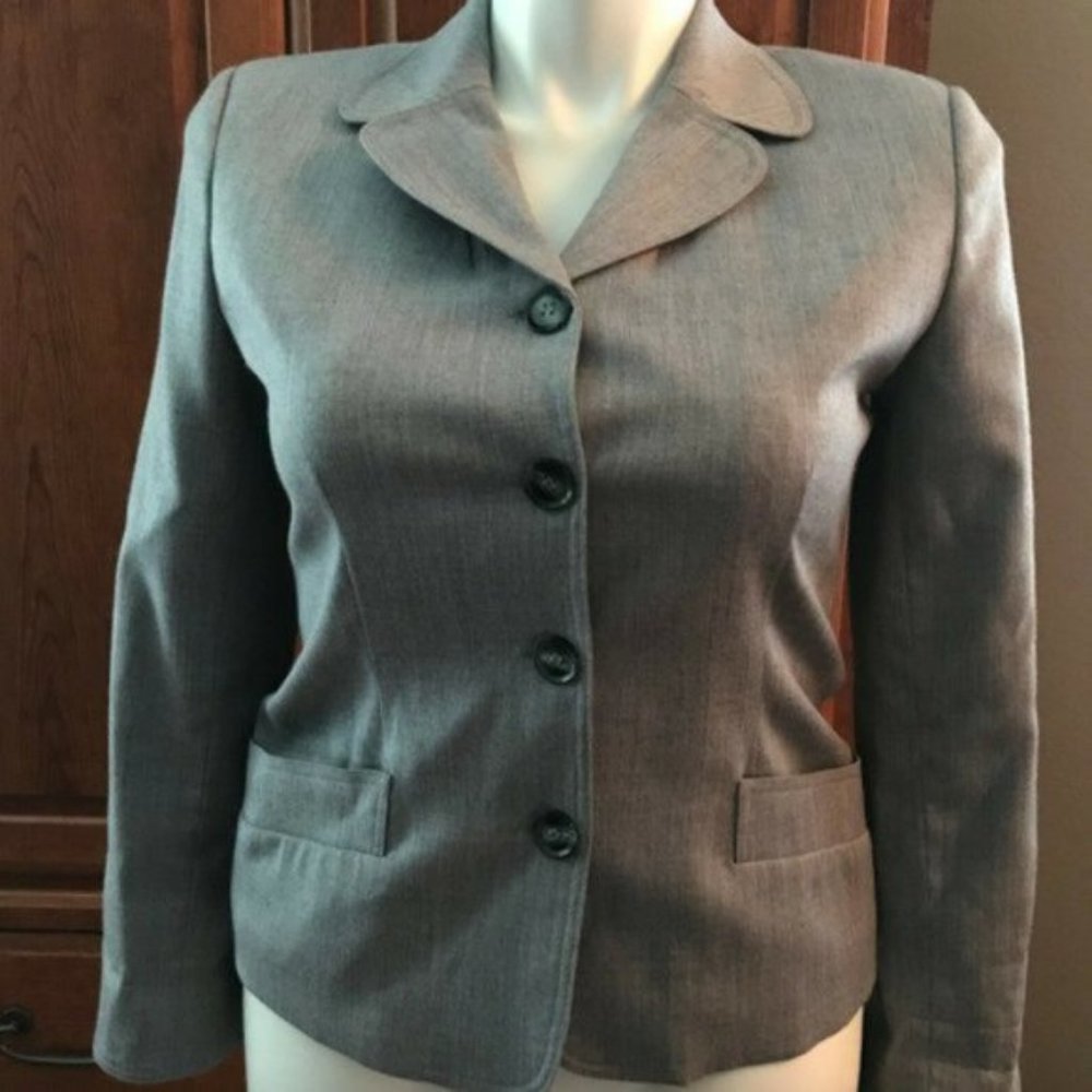 Harve Benard | Gray Wool Long-Sleeve Lined Blazer with Pockets | Sz 8